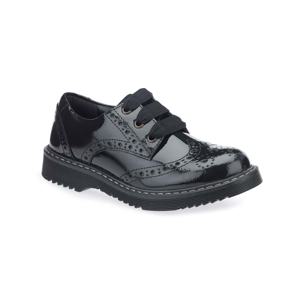 Start Rite - Impulsive Brogue In Black Patent 3505-36F In Size 39 In Plain Black Patent For School Girls Shoes  In Black Patent For kids